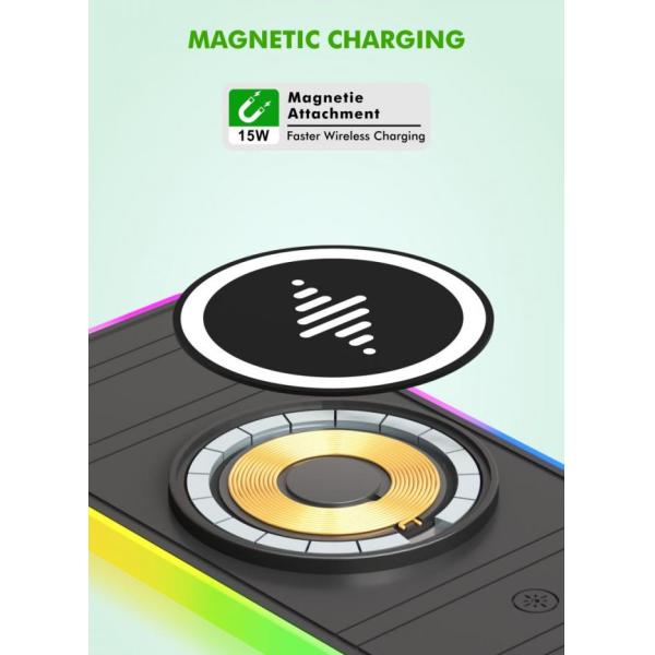 RGB Car Wireless Charging Pad For Apple IPhone/Watch 15W output Power Protection