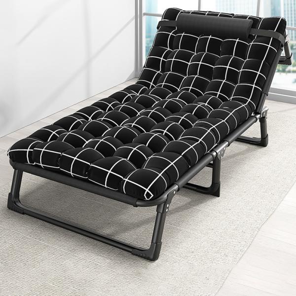 Adjustable Camping Cot with Pillow Folding Patio Chaise Lounge Pool Chair Outdoor for Beach Foldable Portable Bed
