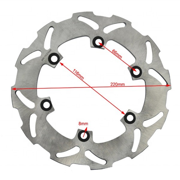 Rotor à disque de frein arrière fixe de 220 mm OD pour Yamaha TT 250 YZF R6 600