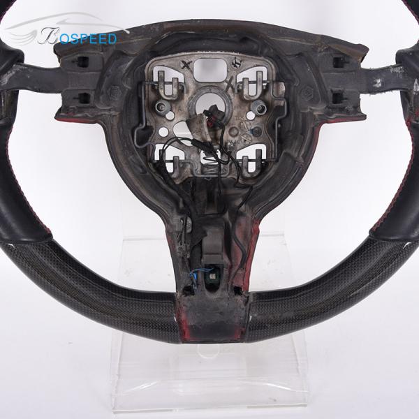 12k Plain Weave Porsche Carbon Fiber Steering Wheel Leather ODM With LED