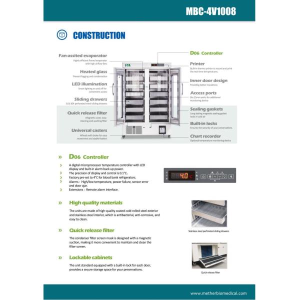 1008 литров вместимости Медицинский банк крови холодильник 576 мешков для хранения крови