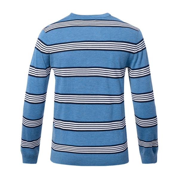 Stripe Winter Woolen Sweater For Mens , Crew Neck Mens Pullover Sweater