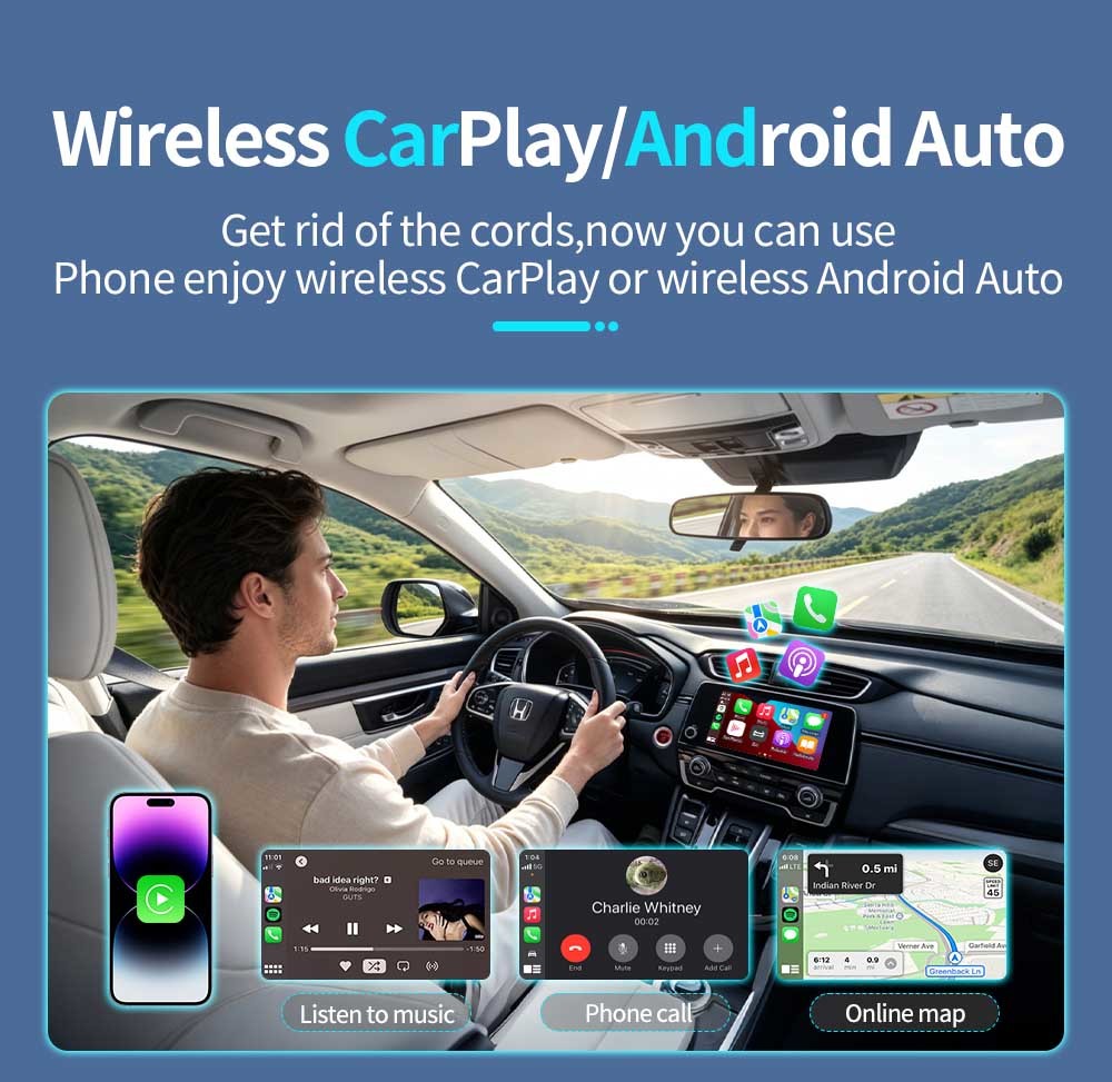 ODM Smart Wireless AI Box Android Adapter Portable 3 In 1 Android 16 For Car