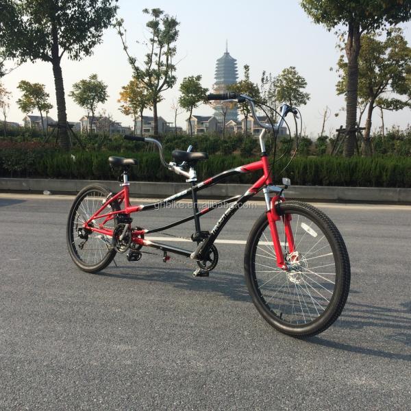 Aluminium Alloy Rim 26 Inch Tandem Bike Bicycle with Front Disc Brake and Rear V Brake