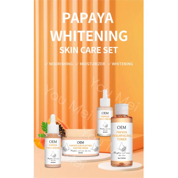 Acne Whitening Facial Skincare Set Cleanser Toner And Moisturizer With Papaya Extract Whitening