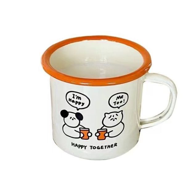 Classical Style 0.5mm Thickness 350L Vintage Enamel Mug Camp Fire Outgoing Camping Enamel Coffee Tea Mugs Rolled Edge
