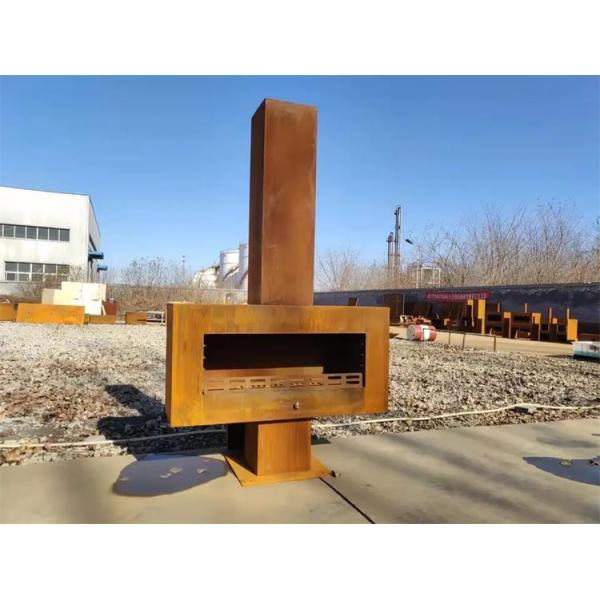 Grand bois extérieur en métal de Corten brûlant la cheminée libre de Chimeneas