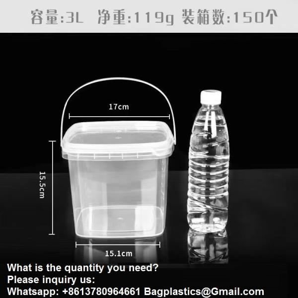 Bucket With Lid, Clear Bucket, Plastic Food Storage Container, Ice Cream Bucket, Reusable Container, Plastic Bucket, Tub With Lid, Storage Container, Round Plastic Pail, BPA Free, Pail With Handle