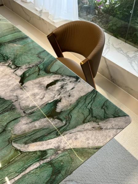Luxury Emerald Green Marble Dining Table | Natural Artistry for Dining Room
