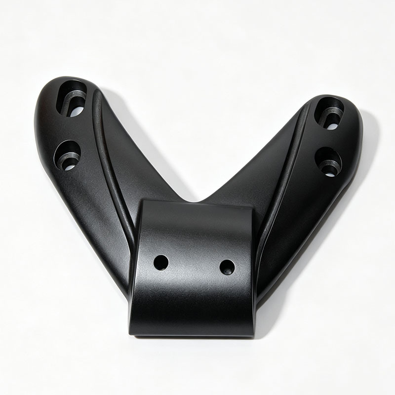 Custom CNC Machined Black Hard Anodized 6061 T6 Aluminum Alloy V Shape Mounting Bracket with Slotted Adjustment Holes