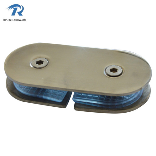 Glass elliptical partition brace, glass clamps RS1837, 180 degree, double, stainless steel