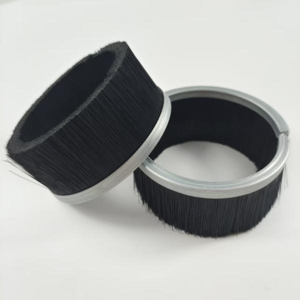 Black Nylon Cup Shape Brushes Seal With Steel Channel For Dusting Or Sealing