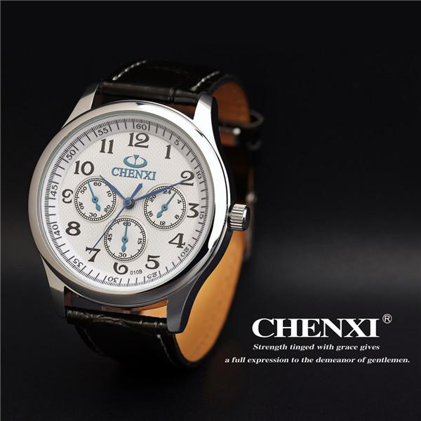 2015 Business Watch Leather Watch Strap Black White Original Japan Movt Stainless Steel Case Back OEM Leather Watches