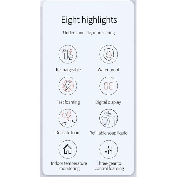 Rechargeable 320ml Automatic Soap Dispensers Wall Mounted Hand Wash