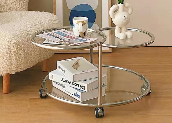 Stainless Steel Glass Top Nesting Coffee Tables