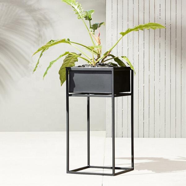 Factory Outlet Metal Flower Box Set Outdoor Galvanized Steel Planter Customized Color Size Flower Pot Big Standing Plant