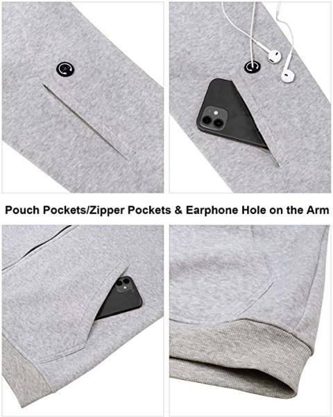 Da camiseta encapuçado pesada do velo dos homens da roupa do OEM Hoodie completo do fecho de correr com o bolso do zíper do braço