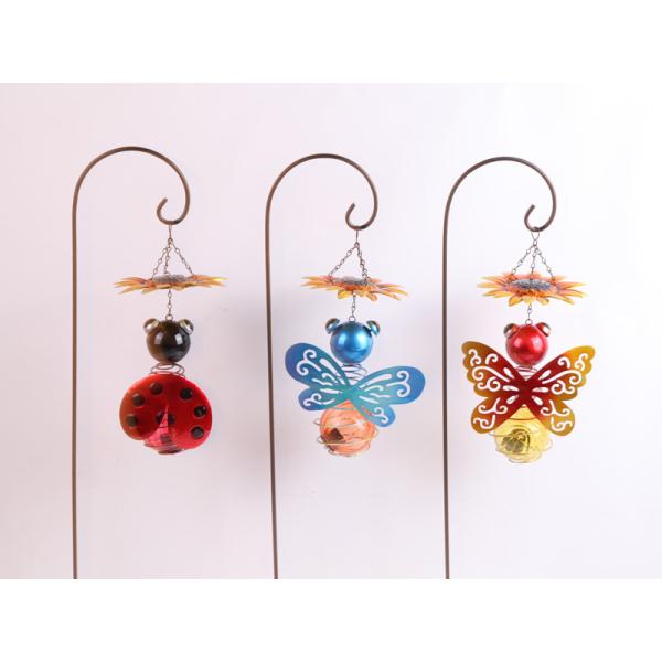 Outdoor Solar Garden Ornament With LED Light Bees Butterflies Ladybugs