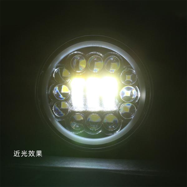 Black/chrome 75W 6 inch Aluminum PC Motorcycle Headlight with Custom Angel Eye Circle
