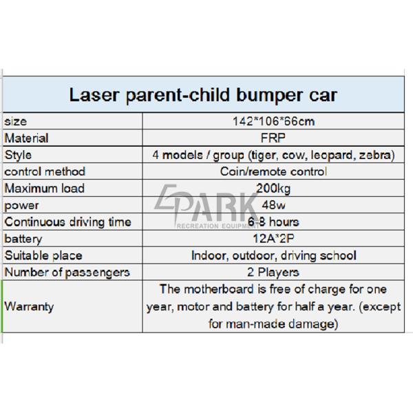 English Version Laser Parent Children Bumper Car / Amusement Park Equipment