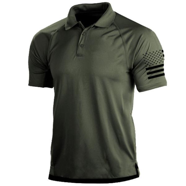 Anti Pilling Breathable Polo T Shirts Tactical Polyester Green Outdoor Woven Short Sleeve Combat Shirt
