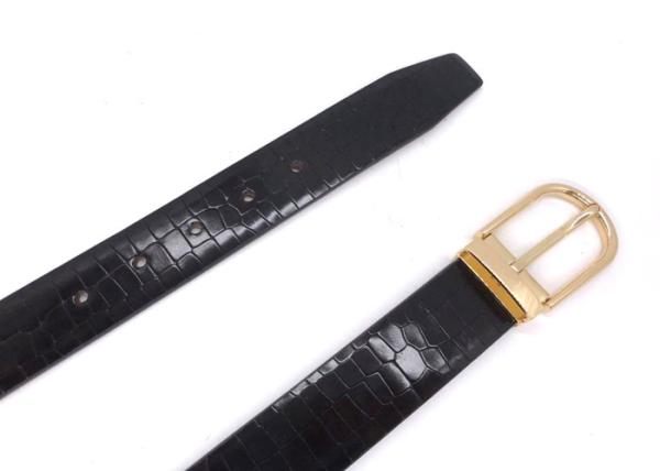 Soft Back Mens Genuine Crocodile Belt Clamp Pin Buckle  In Gold Finish