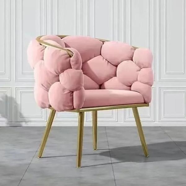 Customized Green Upholstered Dining Chairs Metal Legs Fabric Velvet Dining Armchair