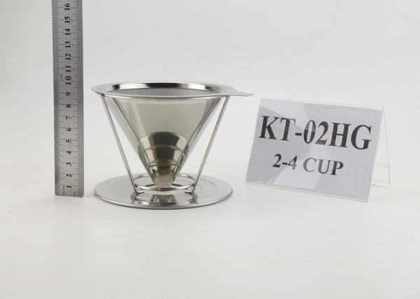 Food Grade Stainless Steel Coffee Dripper With Holder , Silver Color