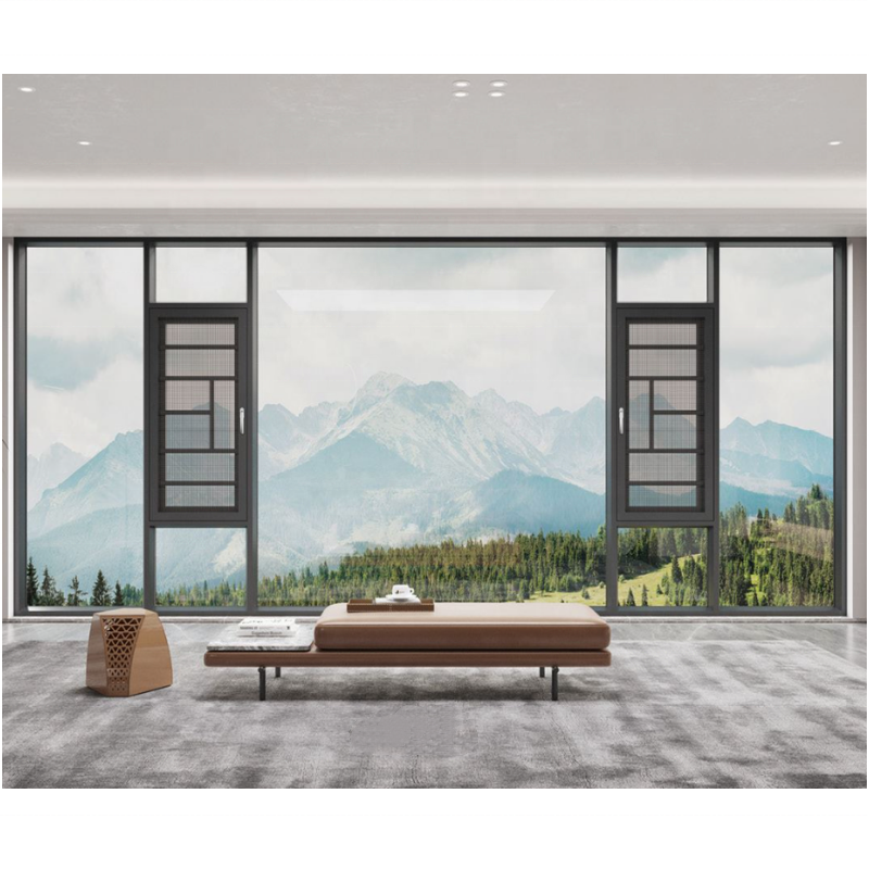Modern Soundproof Aluminum Casement Window Low-E Double Glass Heat Insulation Windproof Custom Window for Bathroom Bedroom