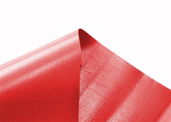 Red PVC Coated Tarpaulin Fabric Canvas UV Treatment High Tearing Strength