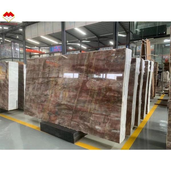 Translucent Blood-Orange Red Onyx Stone with White Veins CNF Red Wood Veins Marble Wall Panel