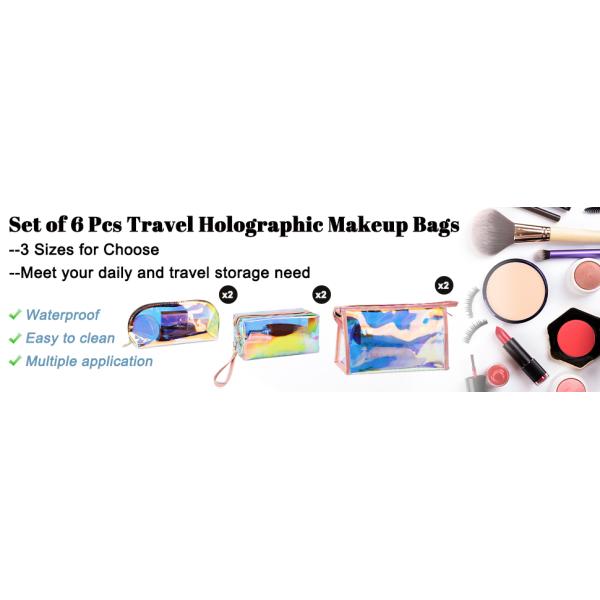 Holographic Makeup Bags Set, Clear Iridescent Cosmetic Bags, Portable Waterproof Toiletry Bag, Travel Zippered Makeup Organizer Cosmetic Pouch for Women, Mothers Day Gifts