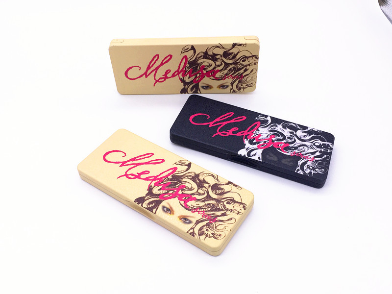 Long Rectangle Printed Eyeshadow Makeup Metal Tin Box With Plastic Insert