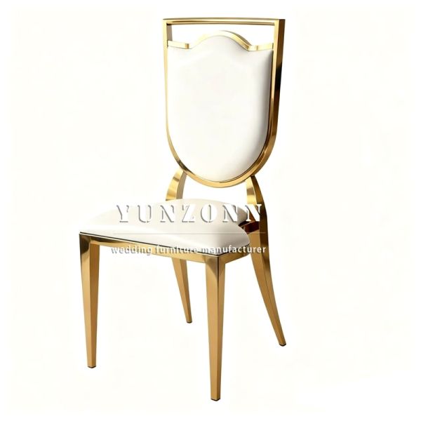 Modern European Wedding Event Banquet Hall Furniture Stainless Steel Frame Luxury White Dining Chair