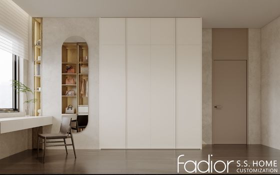Custom Beige Stainless Steel Wardrobe And Vanity Desk