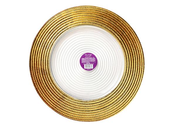 Centrifugal Casting 32cm Gold Foils Handmade Glass Plate For Bar
