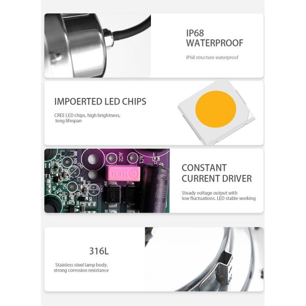 IP68 Waterproof Underwater Led Spotlight 12V 12W SS316L Material 2 Years Warranty