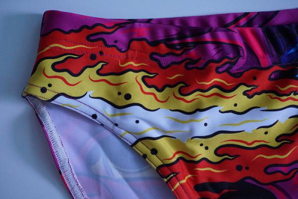 Dye Sublimated Colorful Male Swim Bikini With Drawstring Well Suited