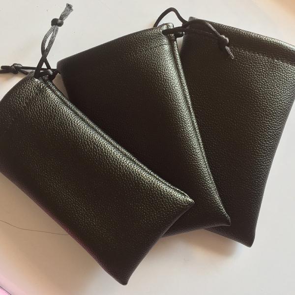 PU Gold-Stamped Leather Bag, High-Grade PU Spring-Type Automatic Storage Bag, Drawstring Cloth Bag, Coin And Key Storage Leather Bag, Headband-Style Data Cable Storage Bag