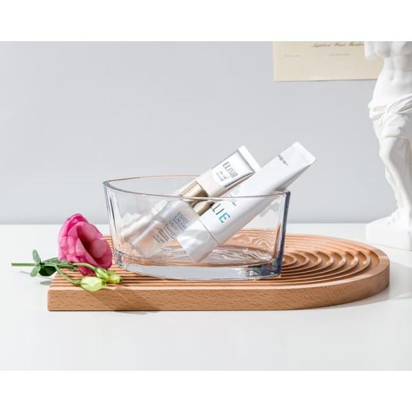 Transparent Pressed Boat Shaped Glass Vase Home Decorative Glass Containers