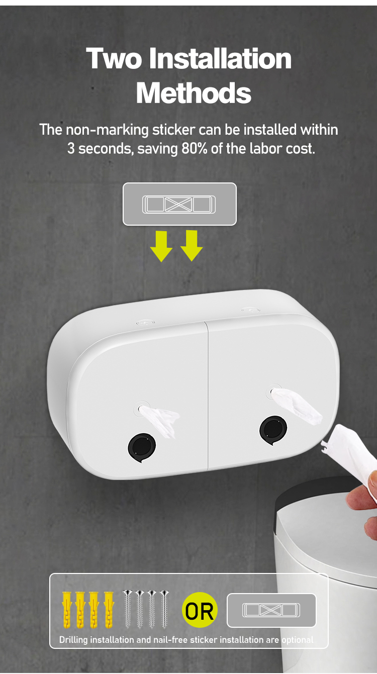 ABS Plastic Toilet Paper Dispenser Wall Mount 235*113*235mm For Hotel Grade Use