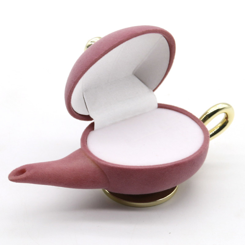 Customizable Flocked Jewelry Box Plastic Velvet Material Hinge Closure OEM Logo