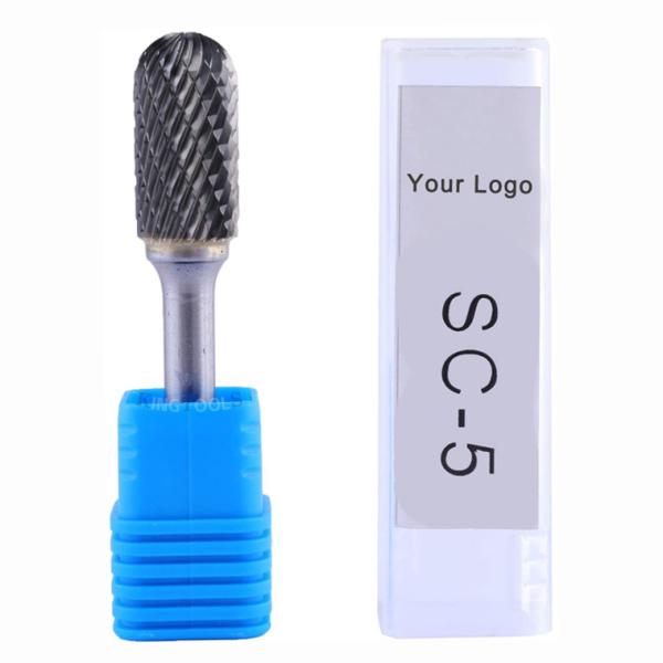 Free Sample Rotari Power Tool Parts 6mm Tree Shape Double Cut End Grinding Die Grinder Bits Tungsten Rotary File Carbide Burr