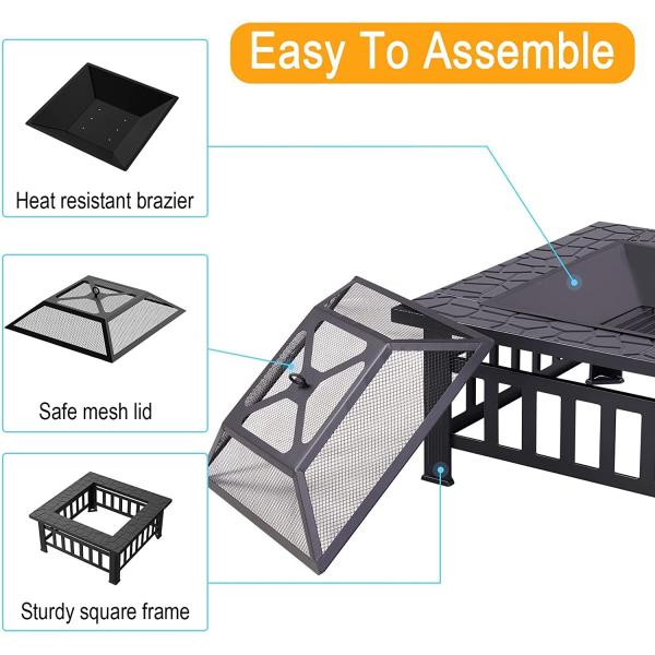 32inch Premium Outdoor Barbecue Fire Pit Large Bonfire Wood Burning