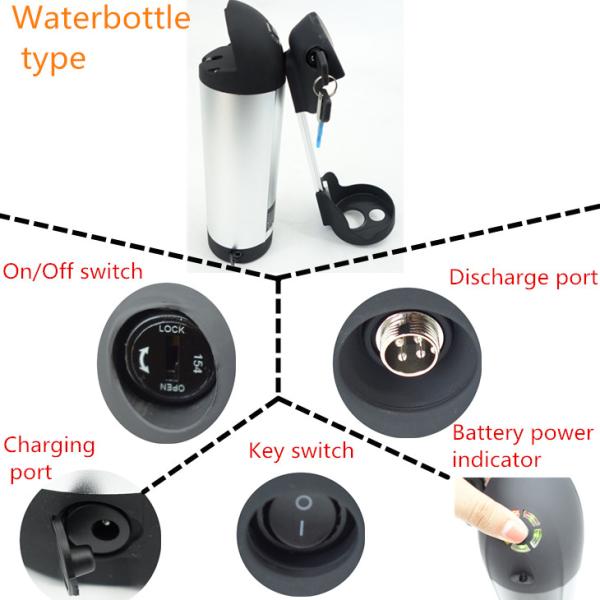 24v Downtube Bottle Li Ion Battery Pack For Electric Bicycle / Bike