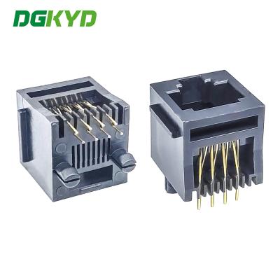 Soquete de PCB vertical RJ45 cabeça feminina 1x1 porta 8 pin conector DIP Ethernet através de soldagem de buraco DGKYD5222E1188IWA1DY1