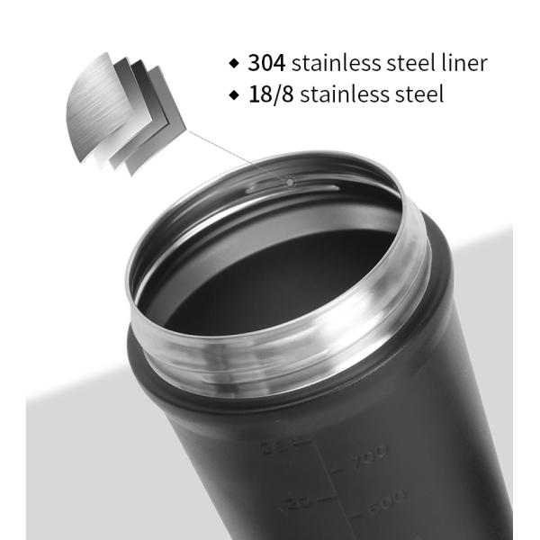 Gym Reusable Stainless Steel Water Bottle 800ml Black