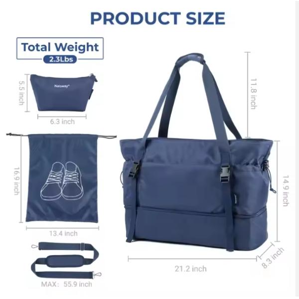 Mochila de viaje para mujeres para viajes, bolso, mochila, con compartimiento para zapatos y bolsillo húmedo, bolsa de estera de yoga, bolsa de fin de semana