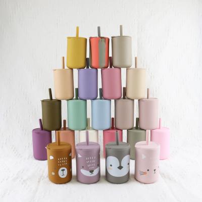 Non Slip BPA Free Kids Silicone Cup Set Waterproof For Small Baby