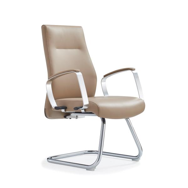 MID Back Cow Genuine Leather Office Swivel Chair For Executive Visitor